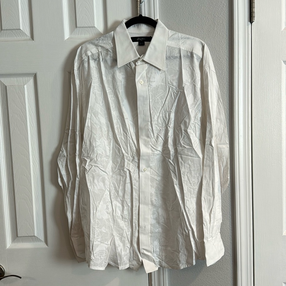 Sean John white floral button up shirt 100% cotton Large
